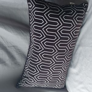 BRAWARM pillow black white geometric print, lumbar, 19×10"